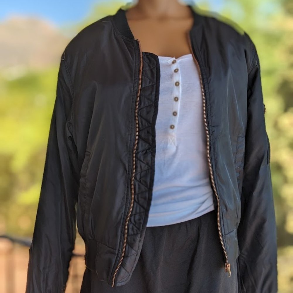 Iris Los Angeles Black Nylon Bomber Jacket